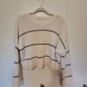 Moon & Madison Cream and Gray Striped Sweater